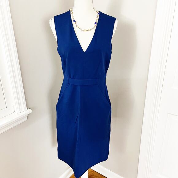 Diane von Furstenberg Blue V-neck Sheath Dress - Picture 1 of 6